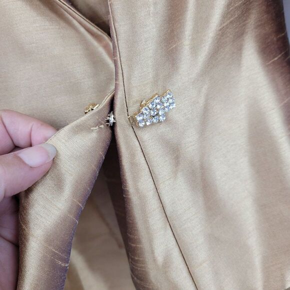 Vintage 80's Formal‎ Maxi Skirt Set 8P Gold Metallic Modest Mother of the Bride - Picture 4 of 16